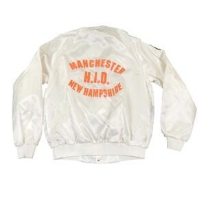 VTG Cardinal Osram Sylvania Satin Bomber Jacket Men Large Whit HID Manchester NH